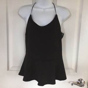 Active USA black lace back peplum top